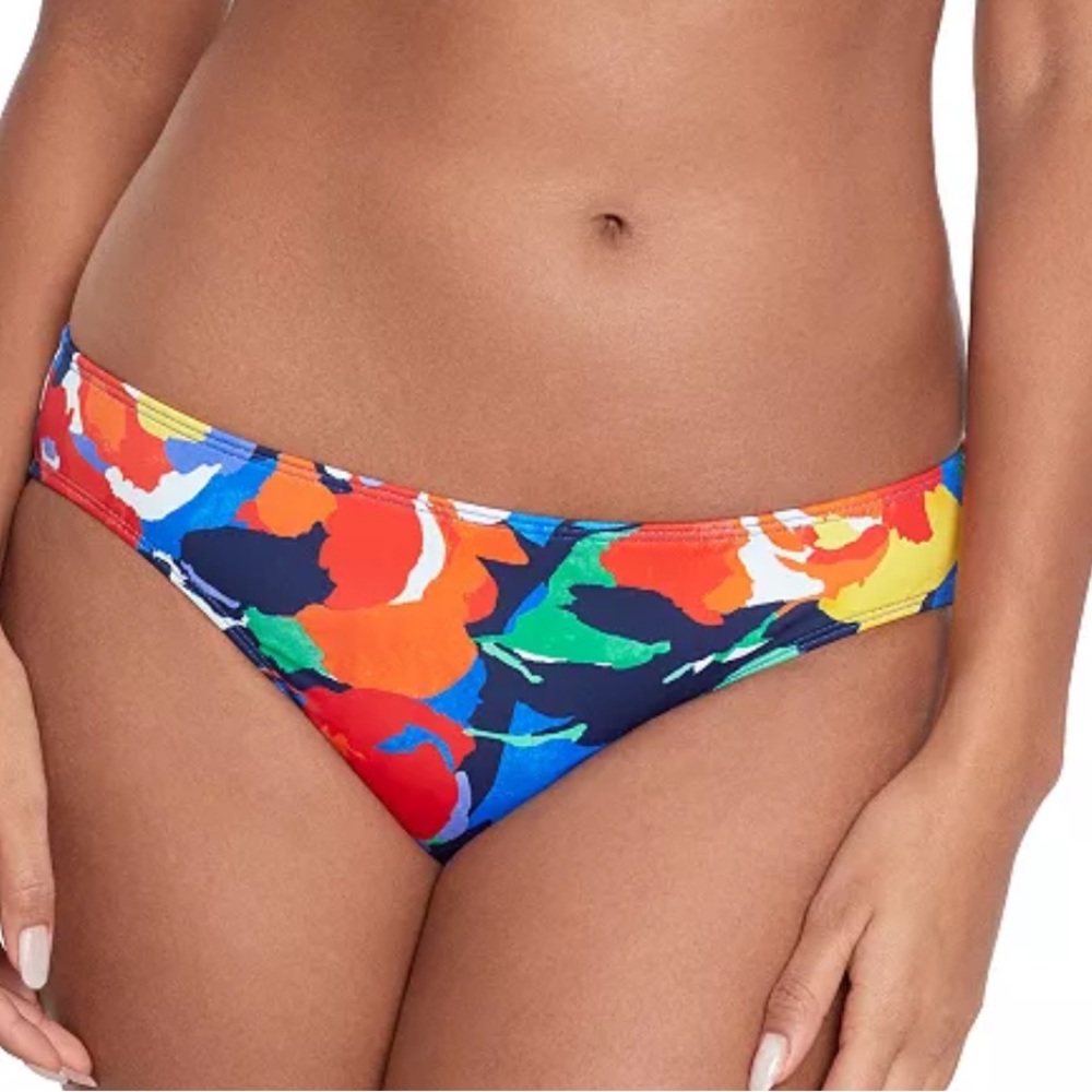 Lauren Ralph Lauren Blue Floral Hipster Bikini Bottoms NWT Size 10